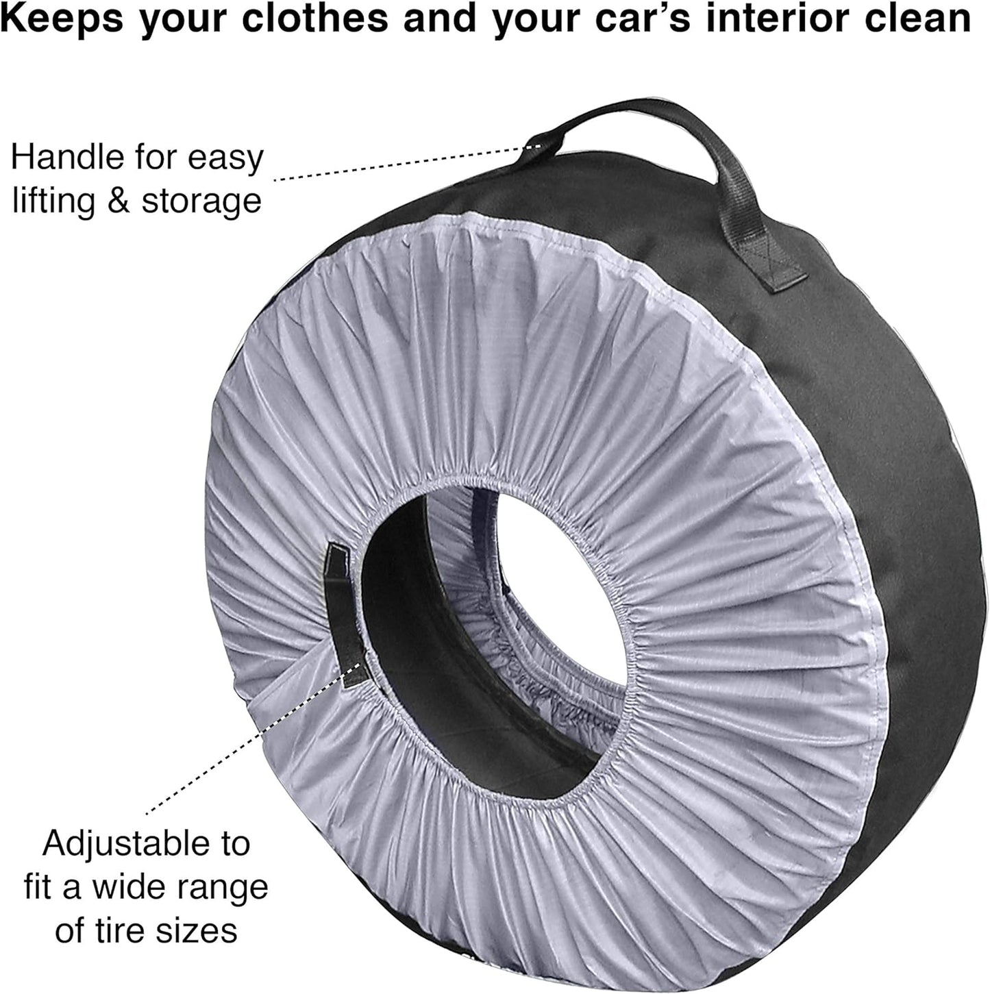 Kurgo Seasonal Tire Tote | Spare Tire Cover | Portable Wheel Bags | Winter Tire Cover | Eco-Friendly Tire Totes | Handle for Easy Transportation | Universal Fit