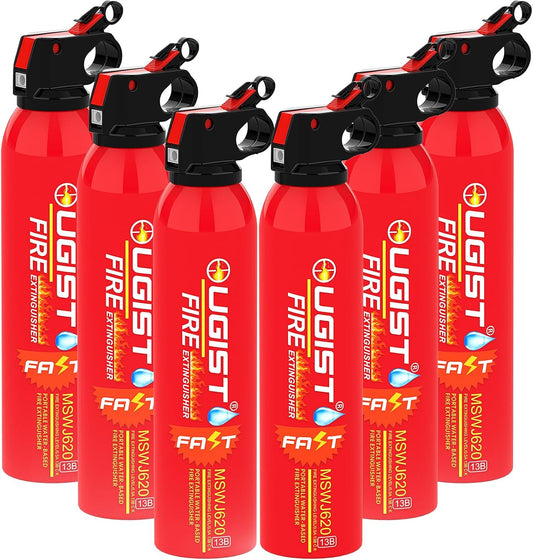 Small Portable Fire Extinguisher for Home and Kitchen, 21oz Each, 6-Pack, Water-Based Fire Extinguishers for Quick Emergency Response, Prevent Re-Ignition, Ideal for Vehicle and Camping, MSJ620