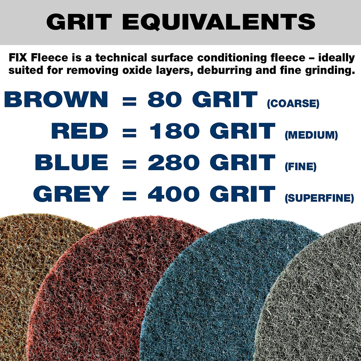 CS Unitec 80615 FIX Fleece (Nonwoven) Disc for The FIX Hook and Loop System, 4-1/2" Diameter, Coarse (Brown) (Pack of 10)