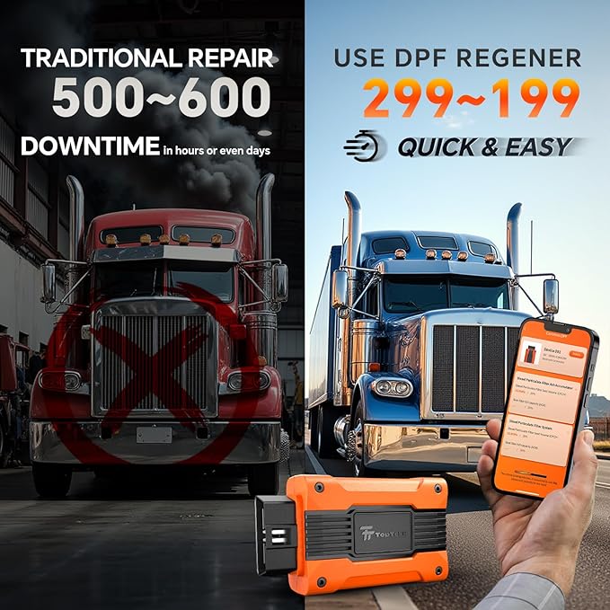 DPF Regeneration Scanner for Truckers, Emergency Reset Device, Diesel Diagnostic Scan Tool, Compatible with Mack Engines, Perform On-The-Road DPF Regen, Includes Lifelong Updates