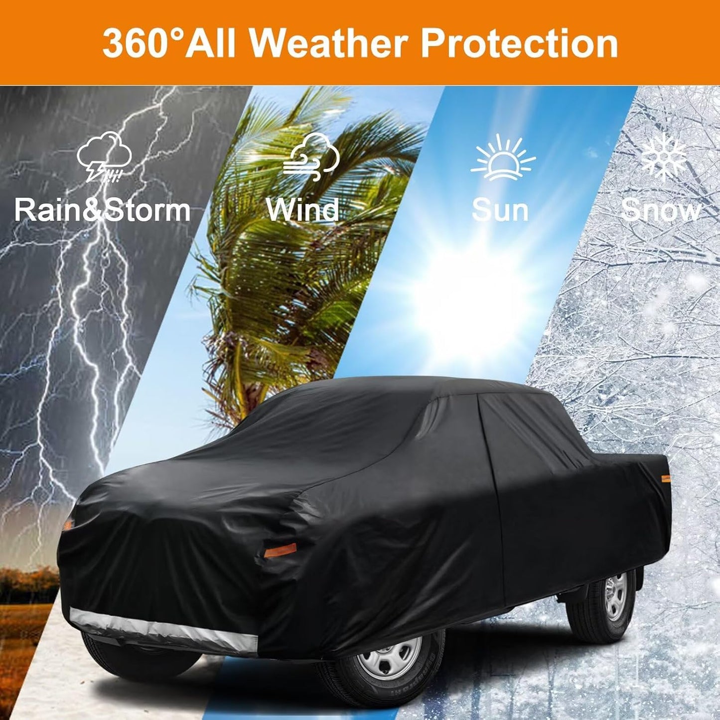 Kayme Truck Cover Custom Fit Chevrolet Silverado 2500HD(1998-2025) Extended/Crew Cab LB. Full Exterior Heavy Duty Outdoor Pickup Truck Car Cover Waterproof All Weather.Car Tarp Sun Dust Protection.