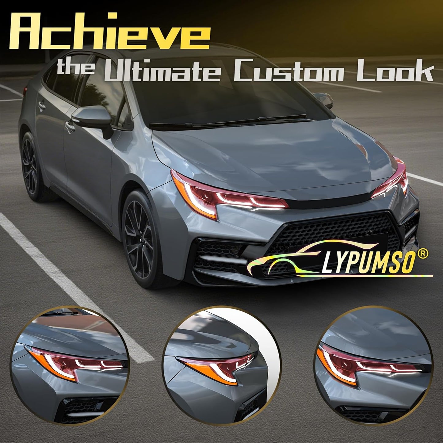 Lypumso 16 x 60 Inches Headlight Taillight Car Tint Vinyl Film, Self Adhesive Fog Lights Sticker Sheet Roll for Car Lights Cover Protection (Red)