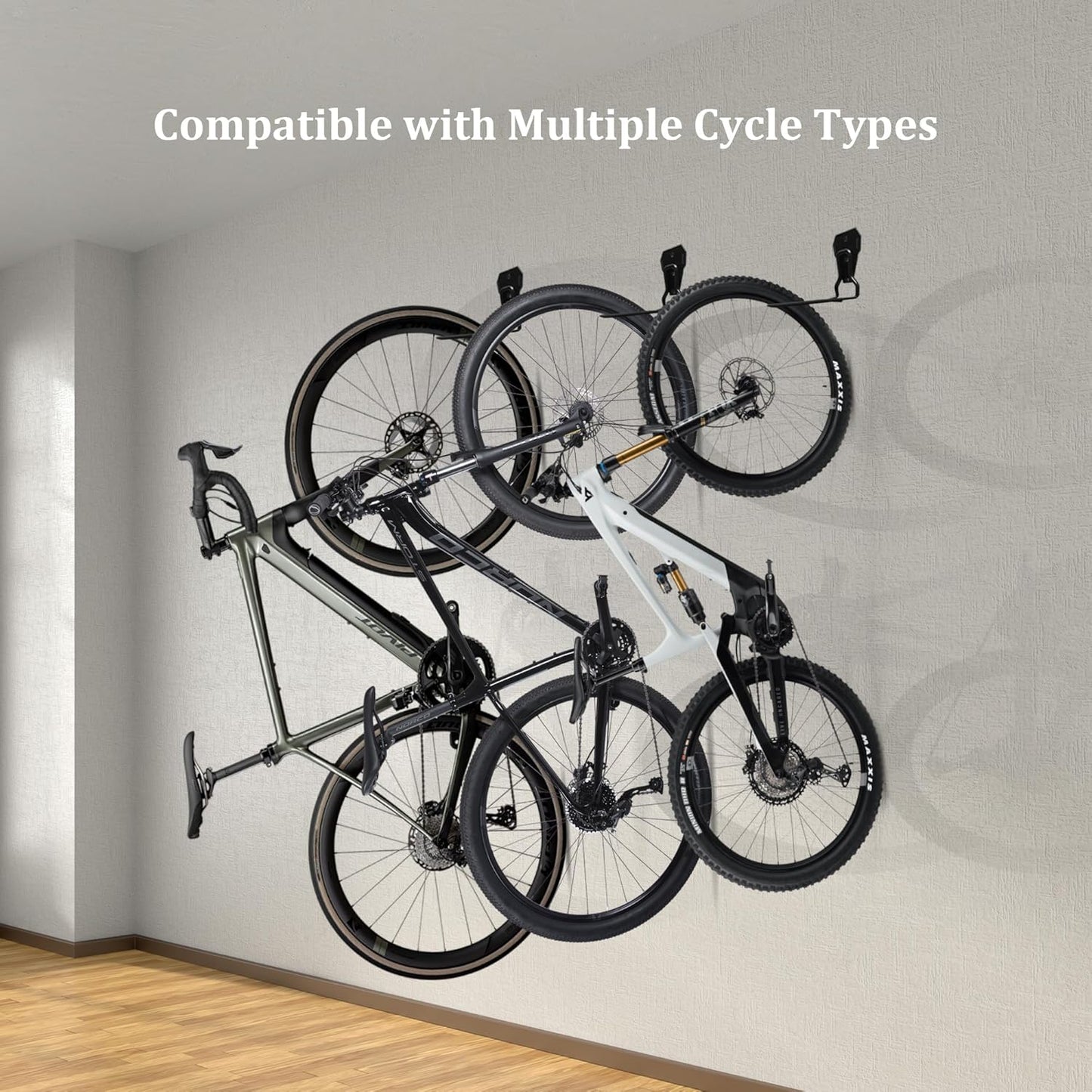 Bike Rack Wall Mount Garage Bike Hook Storage Hanger Space Saving Vertical Bike Rack Organization for Road/Mountain/Folding Bike, Holds Up to 77 Lbs
