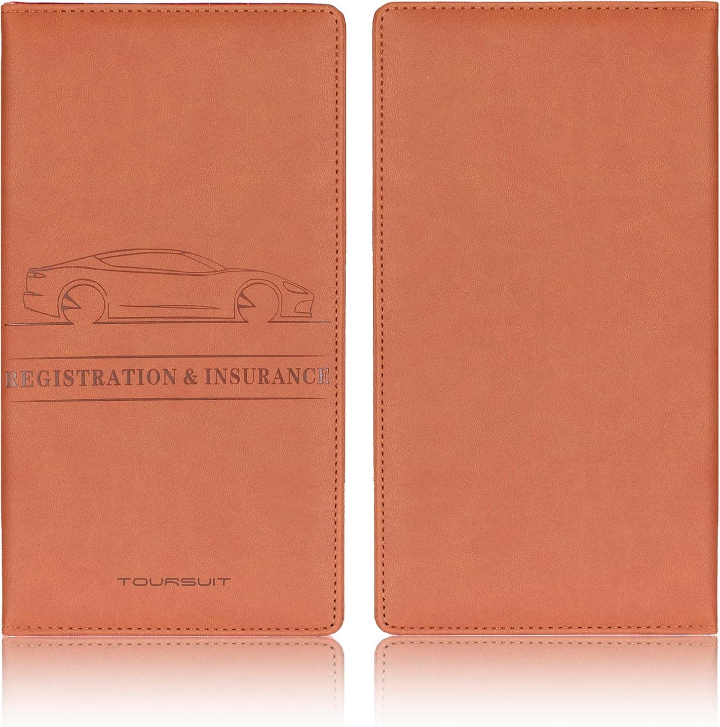 TOURSUIT Car Registration and Insurance Card Holder, Vehicle License Document Glove Box Compartment Organizer, Interior Car Accessories for Women Men Teens (Brown)