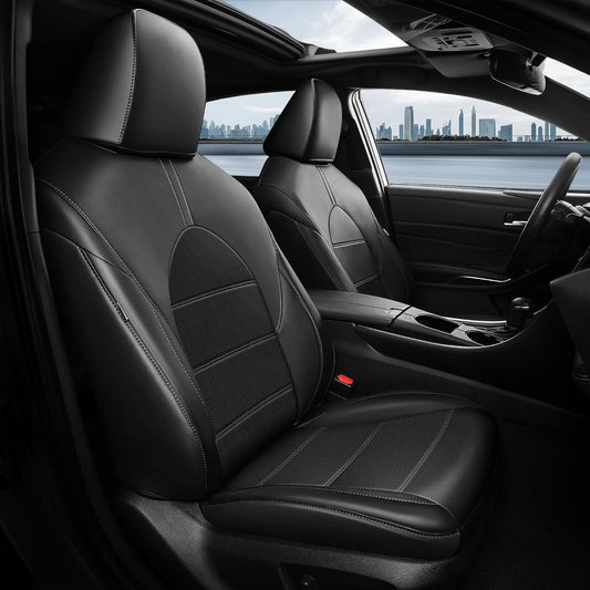 for Toyota Camry Seat Covers Hybrid XLE XSE 2018 2019 2020 2021 2022 2023 2024 - Custom Car Seat Covers Full Set, Leather Seat Cover for Cars, Waterproof Breathable Cushion Protectors, Black