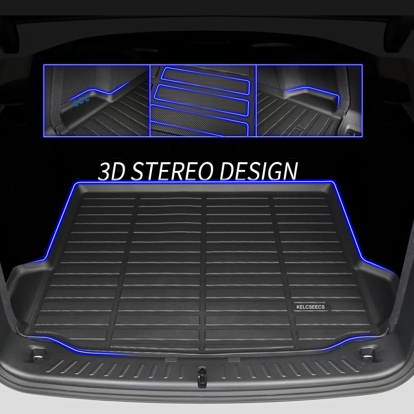 KELCSEECS® Floor Mats & Cargo Liner Custom for 2021-2025 Chevrolet Suburban/GMC Yukon XL 7 Seats with 2nd Bucket Seats All Weather Protection TPE Liners Full Set Chevy Suburban Accessories Black