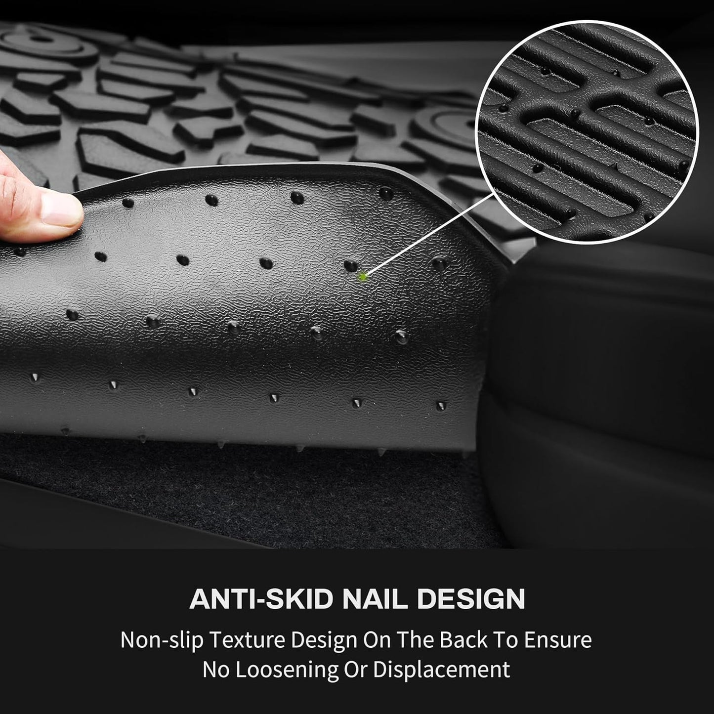 AUTOSAVER88 Floor Mats Fit for Chevy Silverado/for GMC Sierra 1500 2019-2025 Crew Cab, Chevrolet Silverado/GMC Sierra 2500HD/3500HD 2020-2025 Crew Cab, Rear Row w/Factory Carpeted Storage, Black