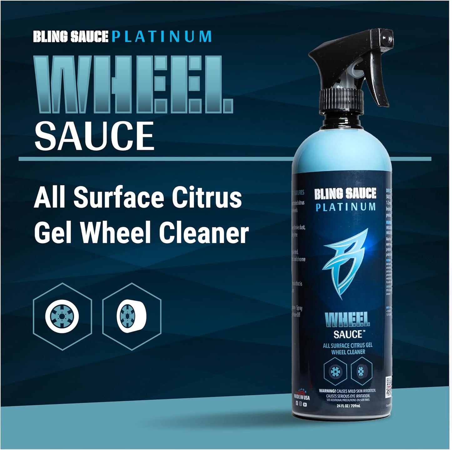 Platinum Wheel Sauce, All Surface Citrus Gel Wheel Cleaner for Cars, Trucks, SUVs, 24oz.