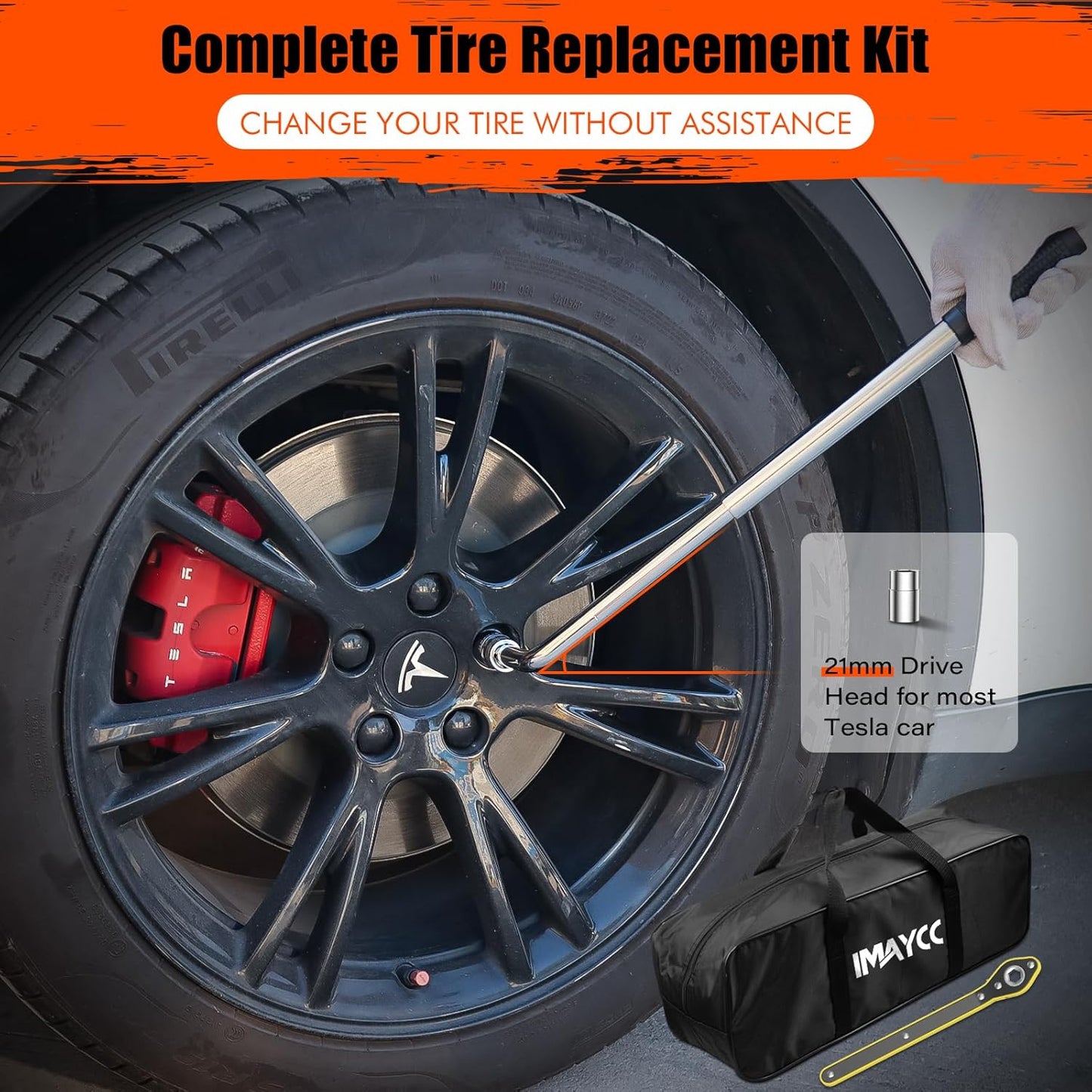 Car Jack for Tesla Model Y Model 3, IMAYCC 2.5 Ton Tesla Car Jack Kit with Pucks/Pad, Scissor Jack for Model Y/3/S/X Spare Tire Repair Tools, Tire Changing Kit for Tesla Vehicles.