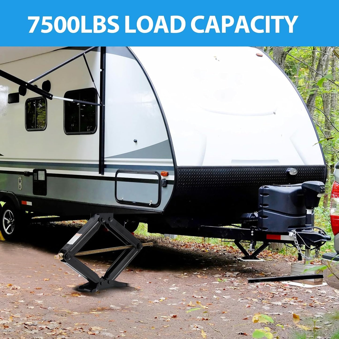 24" Car Scissor Jack,Support 7500lb Load Capacity Leveling Stabilizer with Crank Handle, RV Stabilizer Jack with 4"-24" Adjustable Height, Powder Coated Steel for Travel Trailers, RVs & Campers
