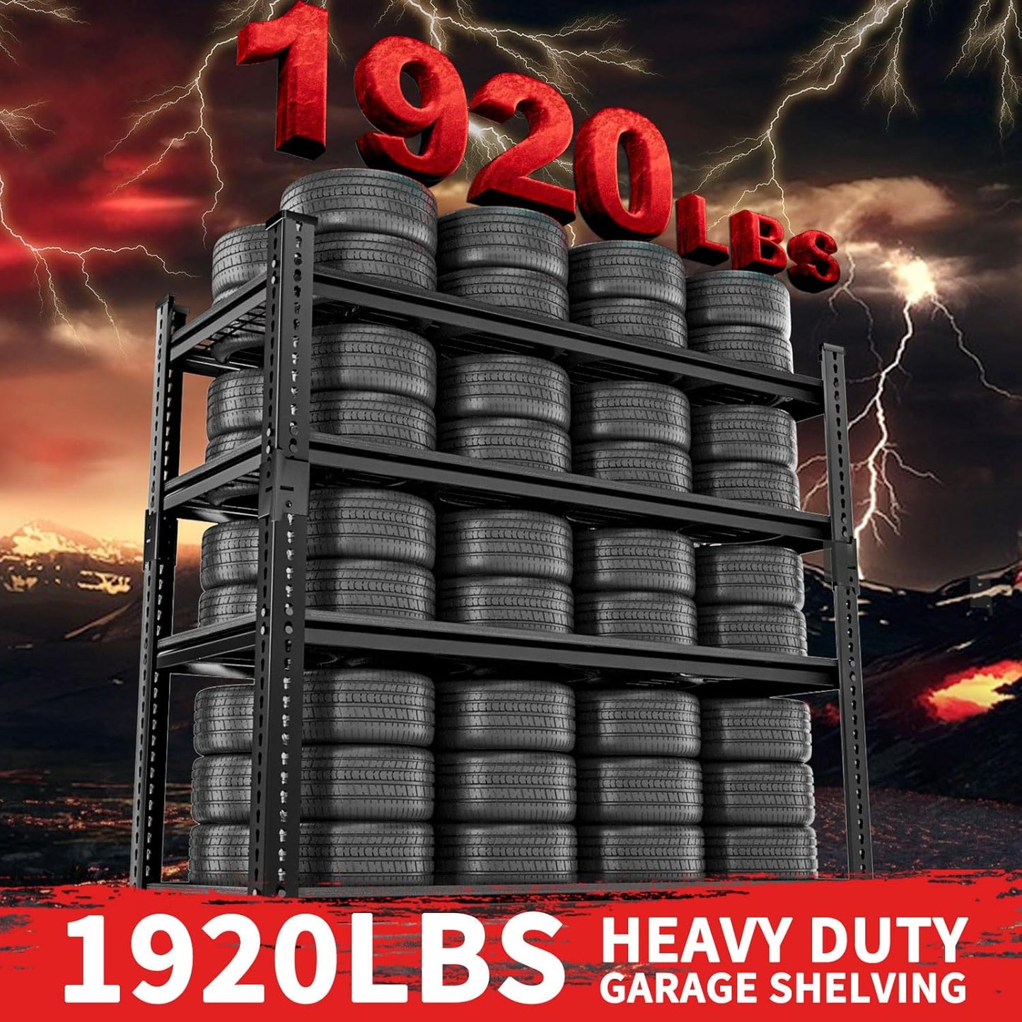 Storage Shelves 4PCS, Garage Shelving Heavy Duty 1920LBS Capacity, 36"L x 16"W x 60"H Adjustable Metal Shelving Organizer Wire Rack, 4 Tier Utility Shelf Unit for Pantry Closet Warehouse Organization