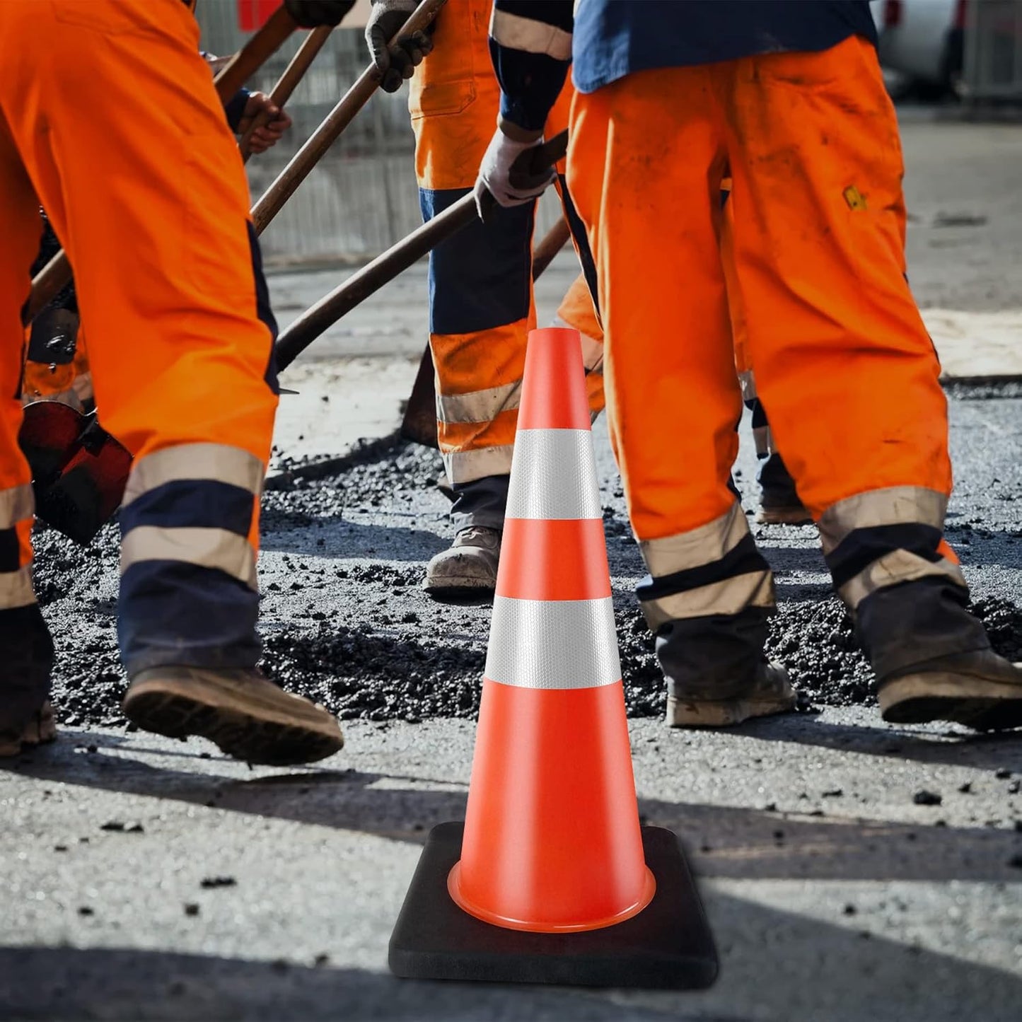 Traffic Cones 28 inch Orange 8 Pack Heavy Duty Safety Cones with Reflective Collars Fit Parking Lot,Driveway Road Traffic Control Construction Cones