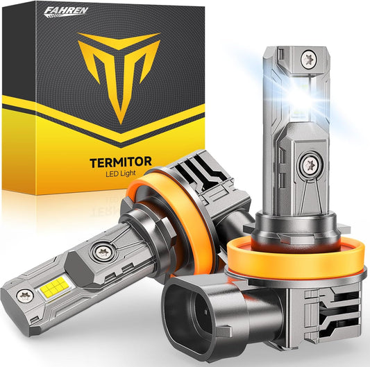 FAHREN Upgraded H11/H9/H8 Light Bulb, 40000LM Ultra-Bright Real 1:1 Mini Size H11, 6500K Cool White H11 light, Quick Install No Adapter Needed, Pack of 2