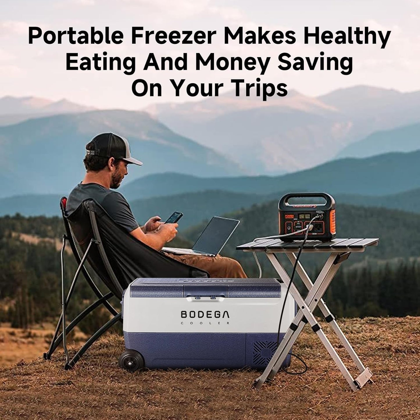 BODEGACOOLER 12 Volt Car Refrigerator,38 Quart Portable Freezer Fridge,Car Fridge Dual Zone WIFI APP Control,(36L)-4℉-68℉Car Cooler 12/24V DC and 100-240V AC for Outdoor,RV,Travel,Camping