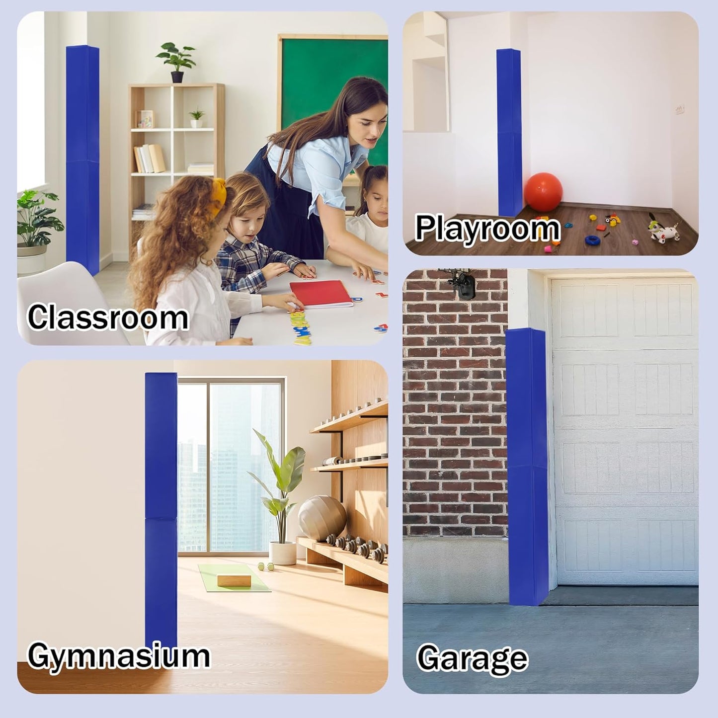 ROYALAY Wall Corner Guard, Heavy Duty Corner Protectors for Safety, Foam Basketball Court, Waterproof 2 Sides Corner Pad for Gyms, Basketball Court, Playrooms, Garages, Blue
