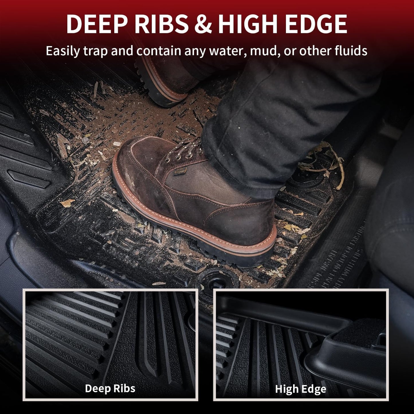 LASFIT Floor Mats&Trunk Mat for Toyota Camry 2025 Hybrid/LE/SE/XLE/XSE, All Weather Custom Fit TPE Floor Liners for Camry 2025 Front & Rear Full Set Car Mats, Black.