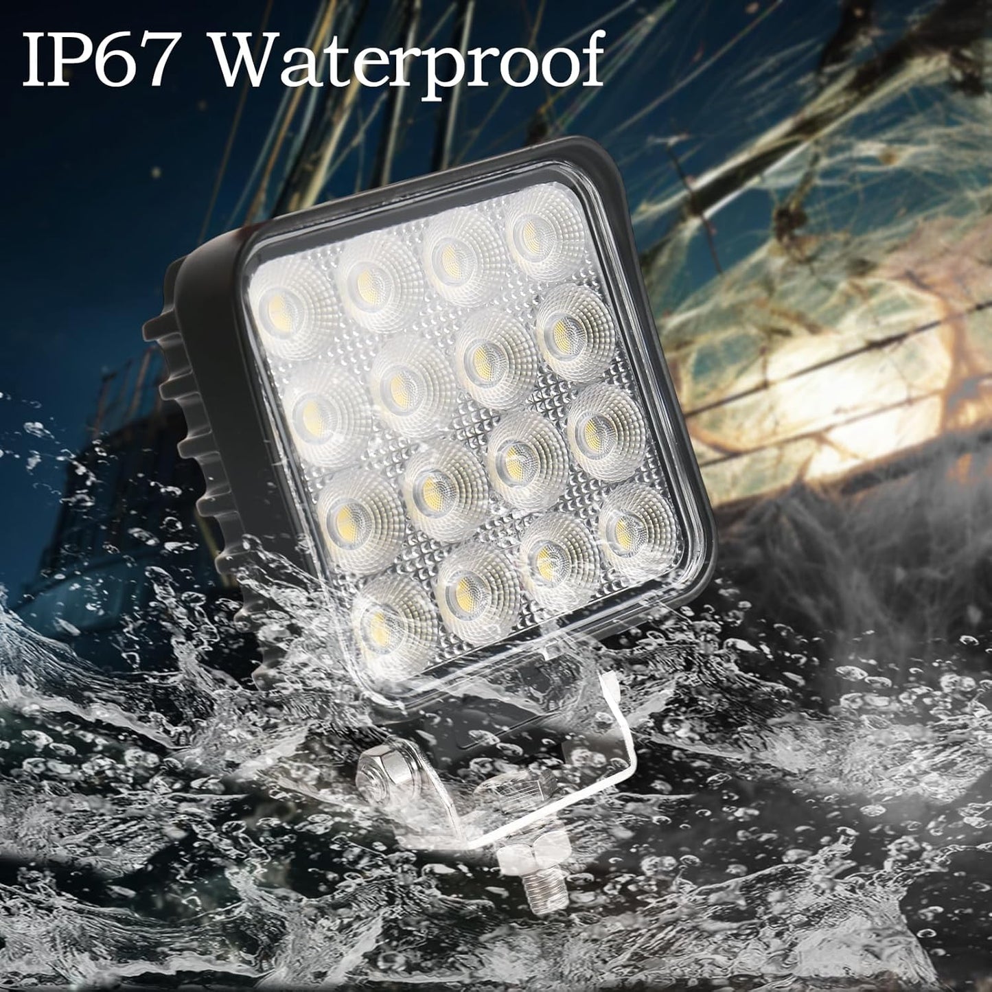 4.3" 12V LED Flood Lights 46W, 24 Volt Work Lights for Heavy Equipment Tractor Excavator Dump Truck 5300LM Waterproof, Vehicle Utility Flood UTV ATV, 4PCS