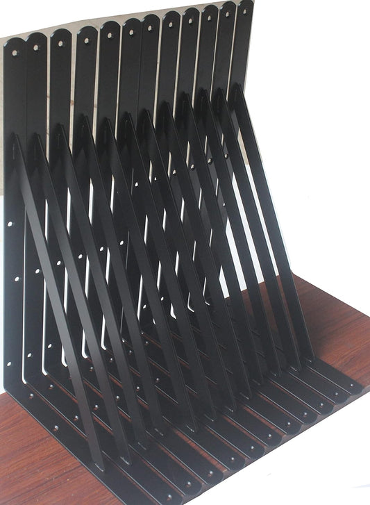 24 Pack L18 x H 12" Black Heavy Duty Shelf Brackets with Screws Metal Shelf Brackets Shelf Support Angle Brackets for Shelves L Brackets Heavy Duty Floating Shelf