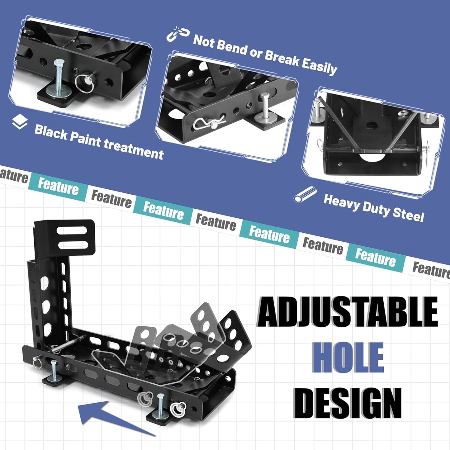 ECOTRIC Motorcycle Wheel Chock Trailer 3000lb Capacity, Adjustable Motorcycle Front Tire Stand Chock for Trailer Truck Garage Fit for Most Crusier Sports Dirt Bikes Tire Size 14"-22" Wheels