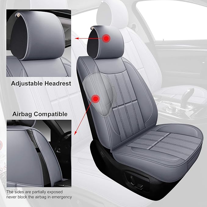 AOOG Leather Car Seat Covers for Cars SUV Pick-up Truck, Universal Front Pair