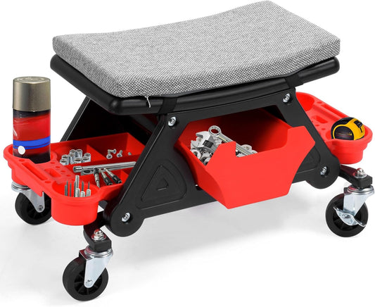 YITAHOME Mechanic Stool 330 LBS with Wheels, Heavy Duty Rolling Mechanics Seat, Rolling Tool Seat for Automotive Auto Repair
