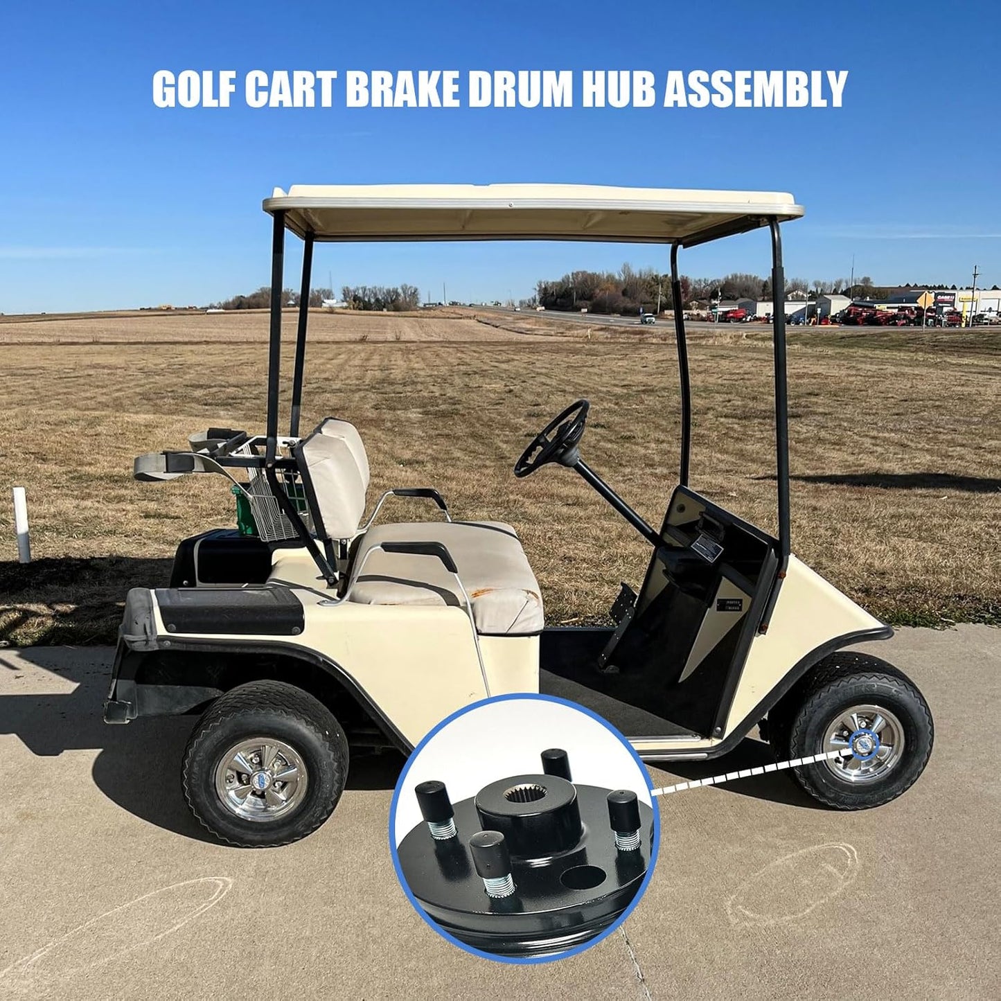 Golf Cart Brake Drum Assembly Kit Compatible with EZGO TXT 1982-up Electric and 1982-1993 2-Cycle Gas Style, Rear Brake Hub with 24 Splines Replaces 19186G1P - 1 Pack