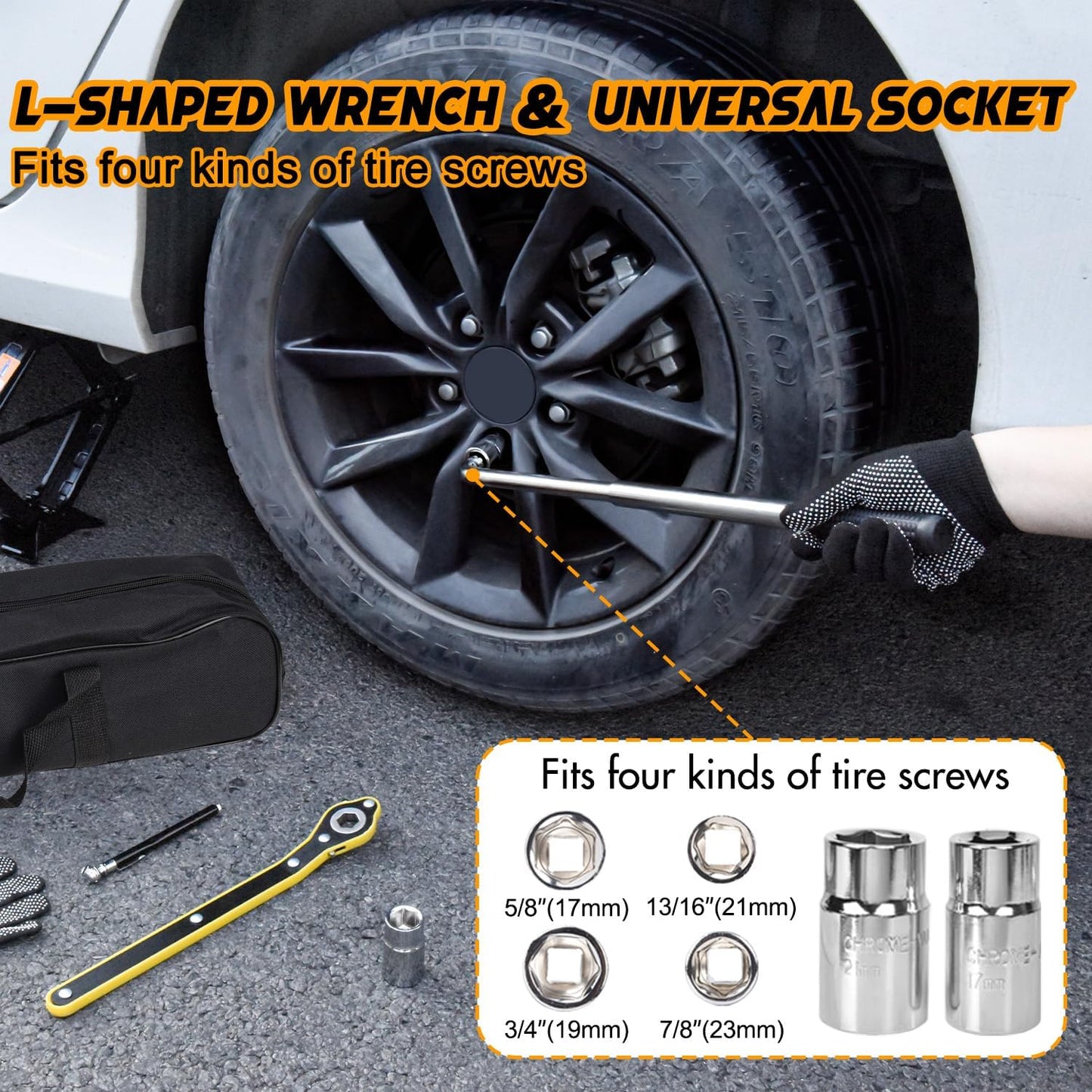 Car Jack Kit Scissor Jack for Car 2.5 Ton (5511 lbs) Tire Jack Tool Kit Universal Car Emergency Kit with Lug Wrench Tire Changing Kit for Car SUV