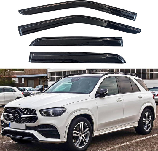 KPY Window Visor Compatible with Mercedes-Benz ML/GLE 2012-2019, 4PC Rain Guard Side Window Vent Deflectors Tape-On Mugen Style, 2012 2013 2014 2015 2016 2017 2018 2019