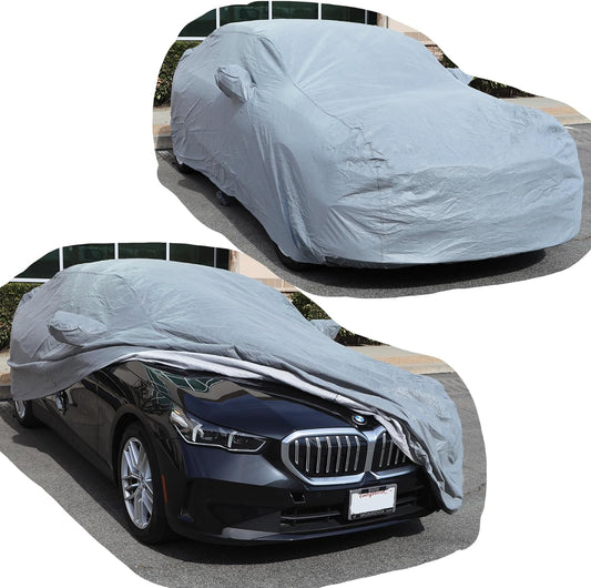 All Weather Waterproof car Cover Good for rain Snow uv Protection dust Large Sport Sedan CTS A7 Ghibli Gran Coupe CT5 A6 Trans Am Firebird Gray