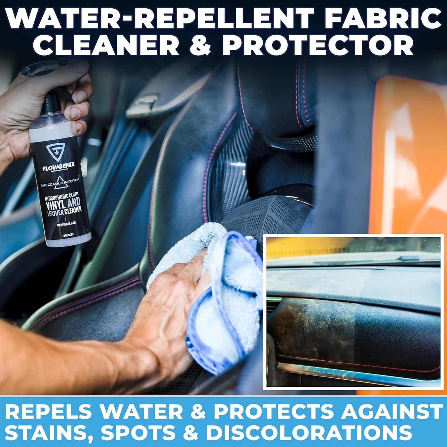 Grand Slam 5-Pack - Waterless Car Wash Detailing Spray, Tire Shine Gel, Scratch Remover, Wheel Metal Rust Cleaner, Interior Cleaner & Protector, 2 Microfiber Towels