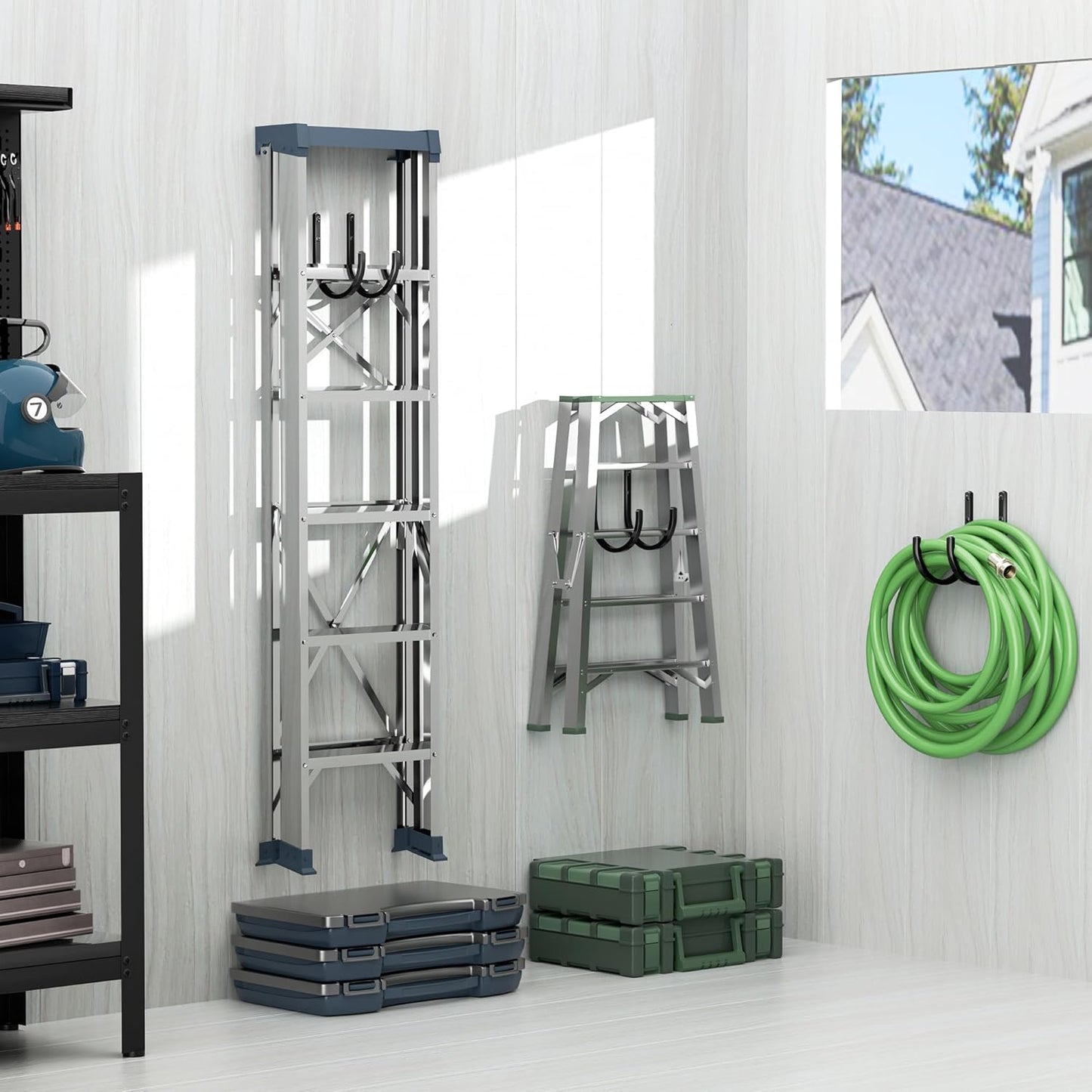 Garden Hose Holder Wall Mount - Aluminum Hose Hanger for Outside, Durable Wall-Mounted Hooks for Garden & Outdoor Use（2 Hooks）