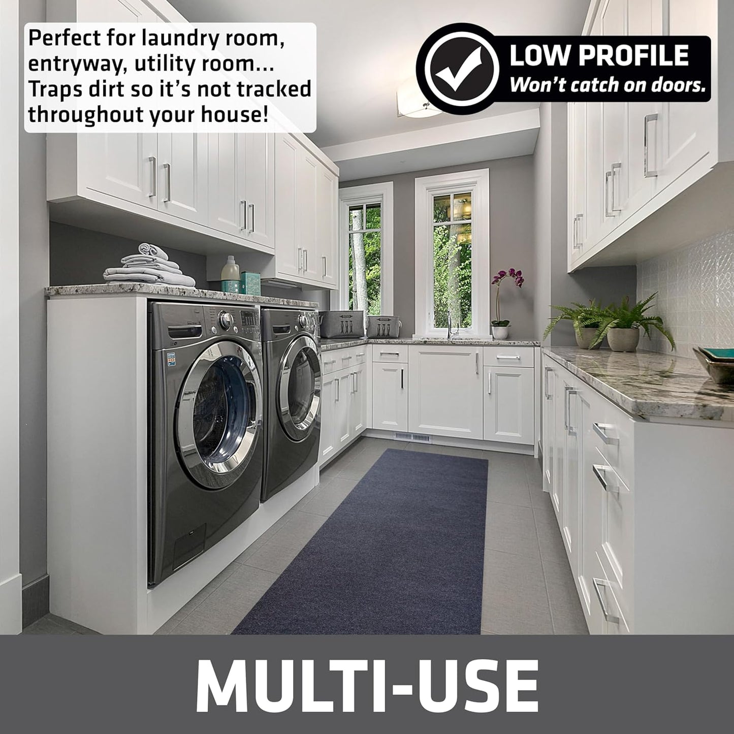 Drymate Garage Floor Runner Mat, (8'10" x 2'6"), Protects Surfaces, Absorbent, Waterproof, Slip-Resistant, Quick Dry Carpet Fabric, Trimmable & Washable (USA Made) (Charcoal)