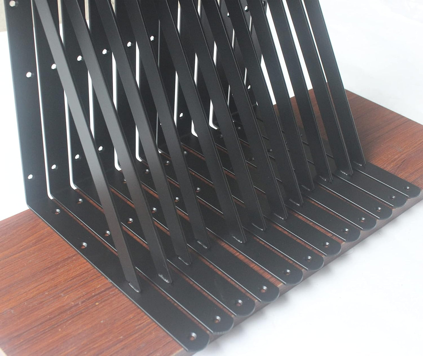 32 Pack L16 x H 10" Black Heavy Duty Shelf Brackets with Screws Metal Shelf Brackets Shelf Support Angle Brackets for Shelves L Brackets Heavy Duty Floating Shelf