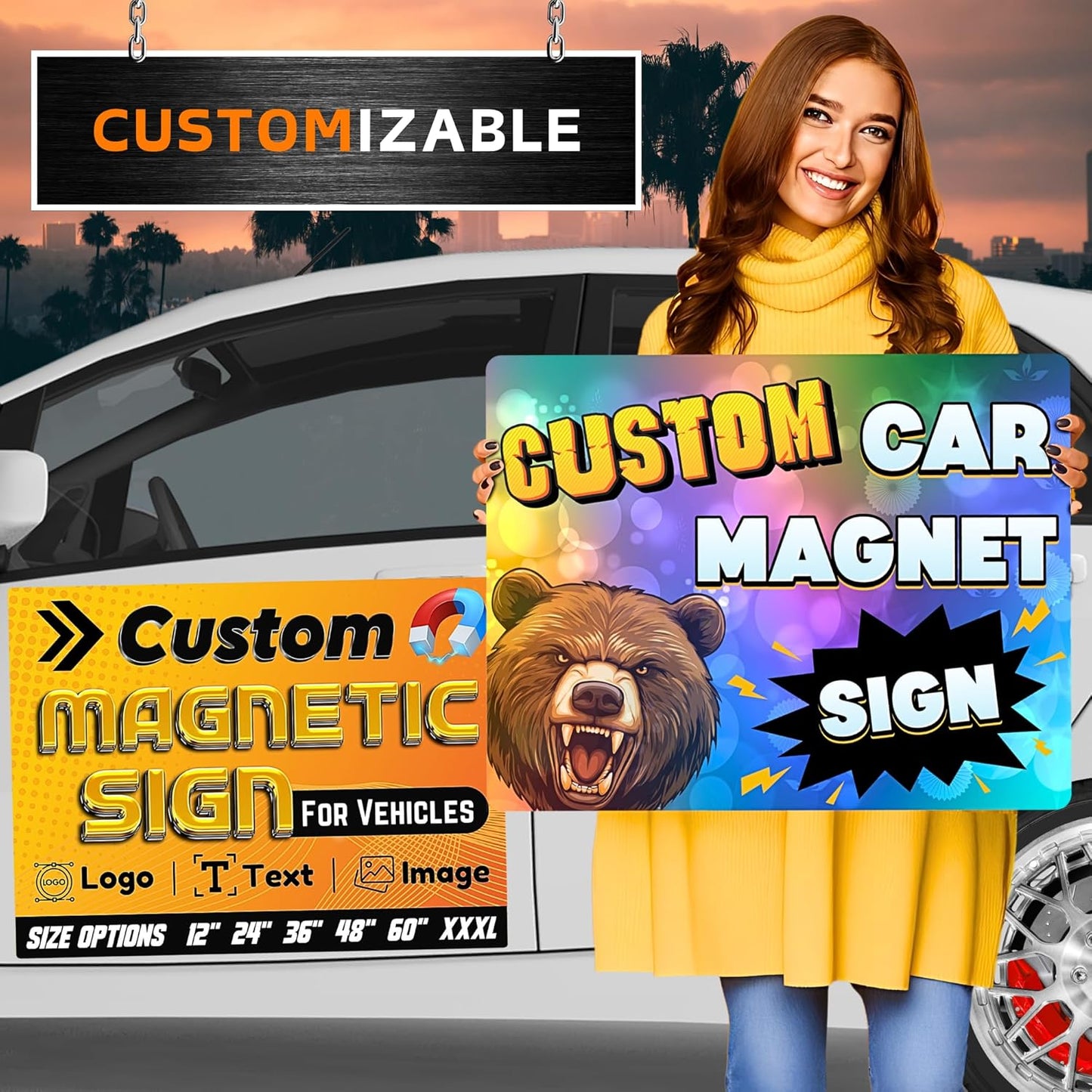 Custom Car Magnet with Your Logo ║ Advertise Your Business Vehicle Magnetic ║ Professionally Printed for Your Car Van Truck ║ Reflective Option Available║ We Print All Made in The USA