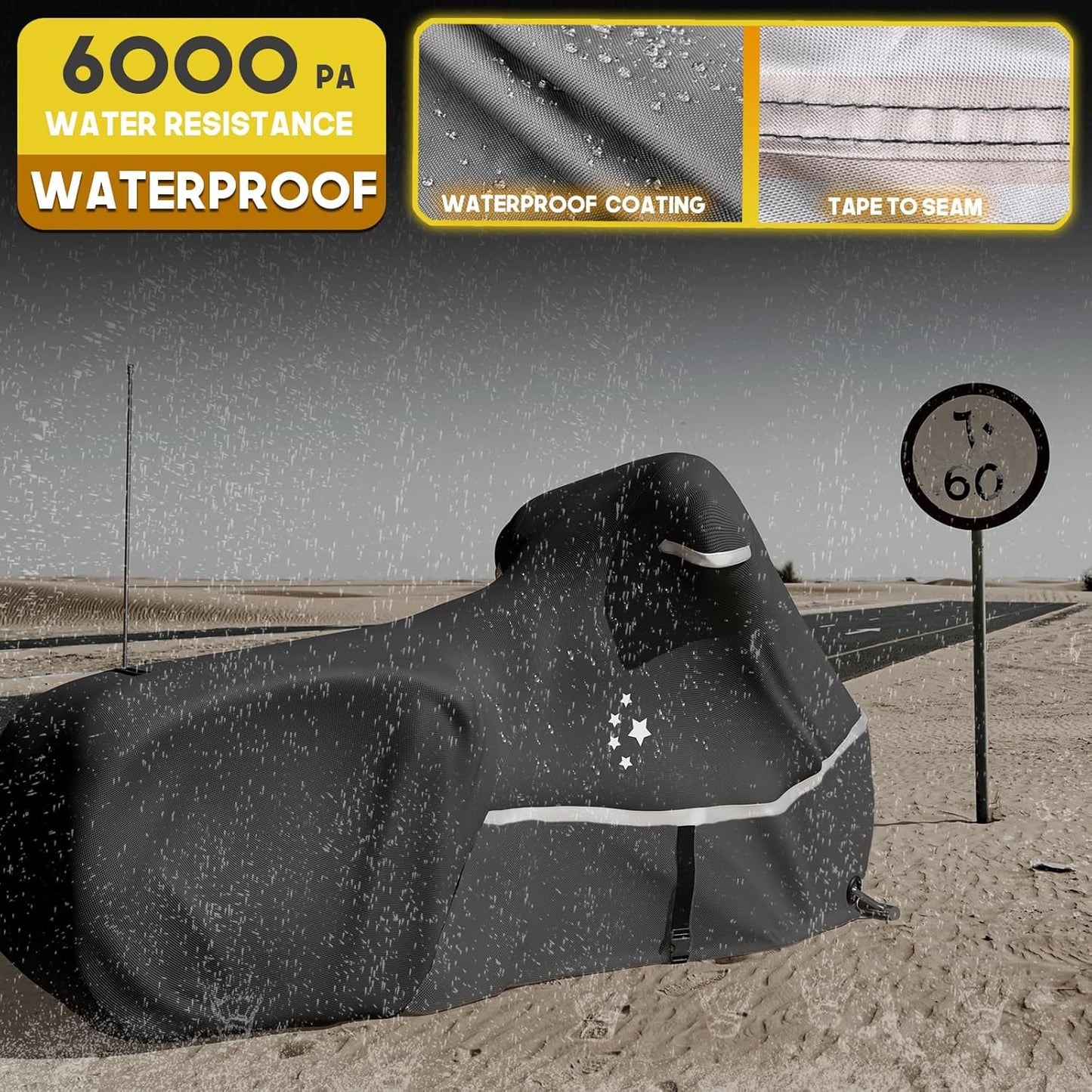 Motorcycle Cover 420D Heavy Duty All Season Universal Weather Waterproof Outdoor Protection 86" XL Vehicle Cover/Black