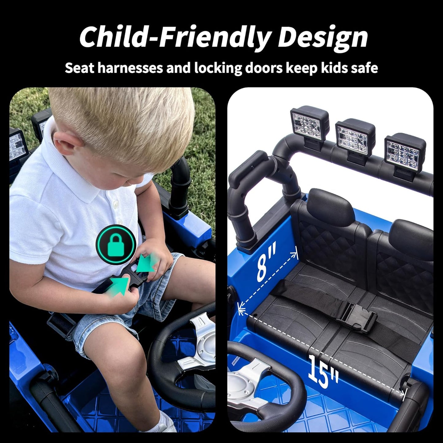 4WD Kids Ride on Car Truck, 12V 7Ah Kids Electric Vehicles Car Ride on Toy for Toddlers with Remote Control - Blue