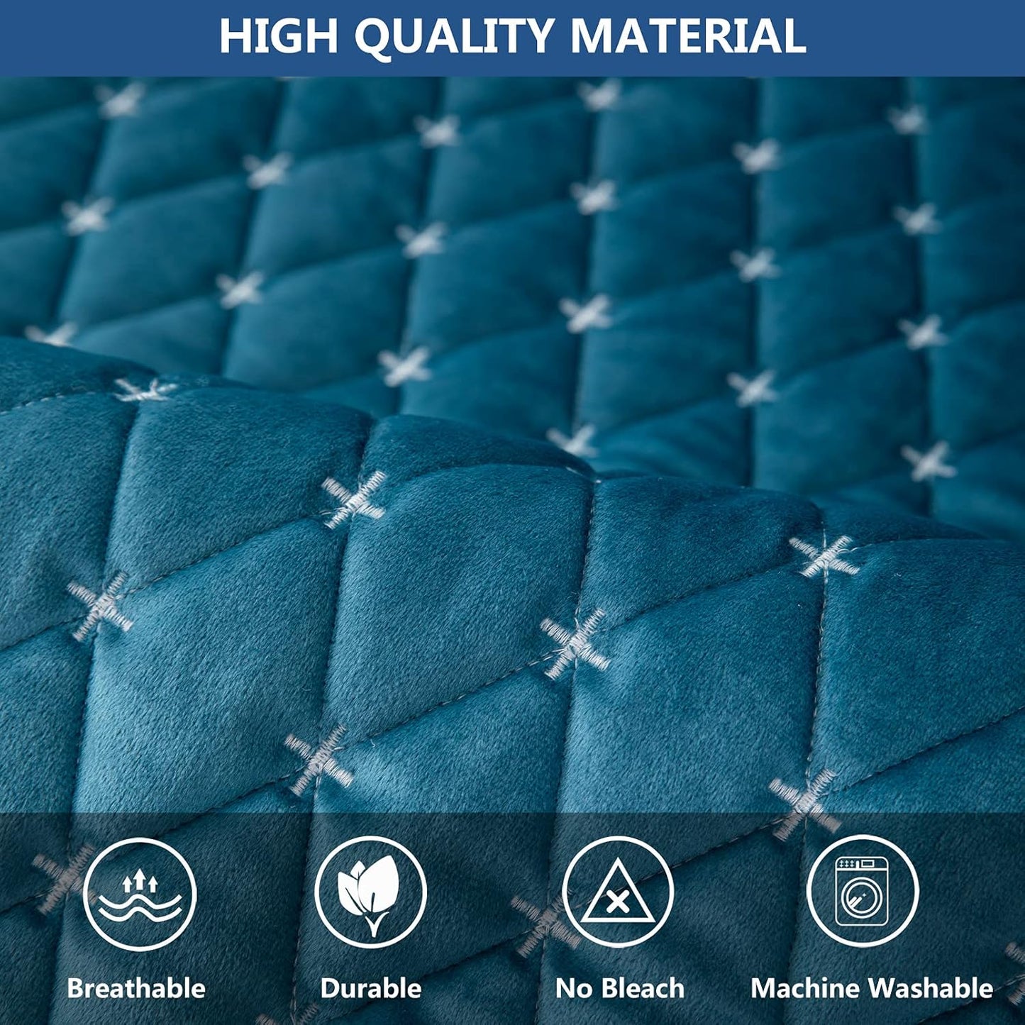 Eismodra Couch Cover,Sectional Couch Covers,Sofa Covers for 3 Cushion Couch,Anti-Slip Sofa Slipcovers for Dogs Cats Kids Loveseat Recliner L Shaped Armrest Backrest,Blue 43''x94''(Only 1 Piece)