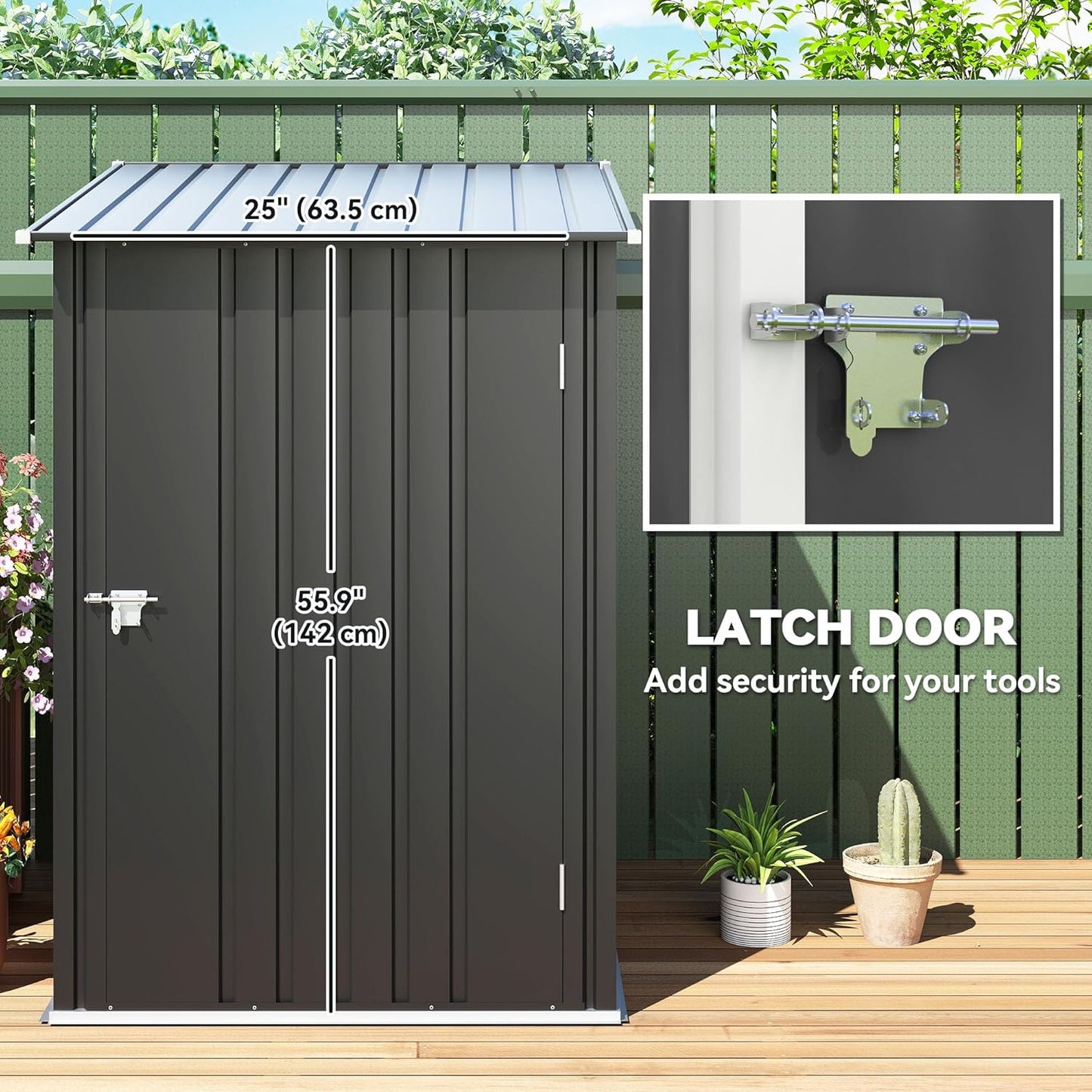 Outsunny 3.3' x 3.4' Outdoor Storage Shed, Metal Garden Tool House with Sloping Roof and Lockable Door for Backyard, Bike, Patio, Garage, Lawn, Gray