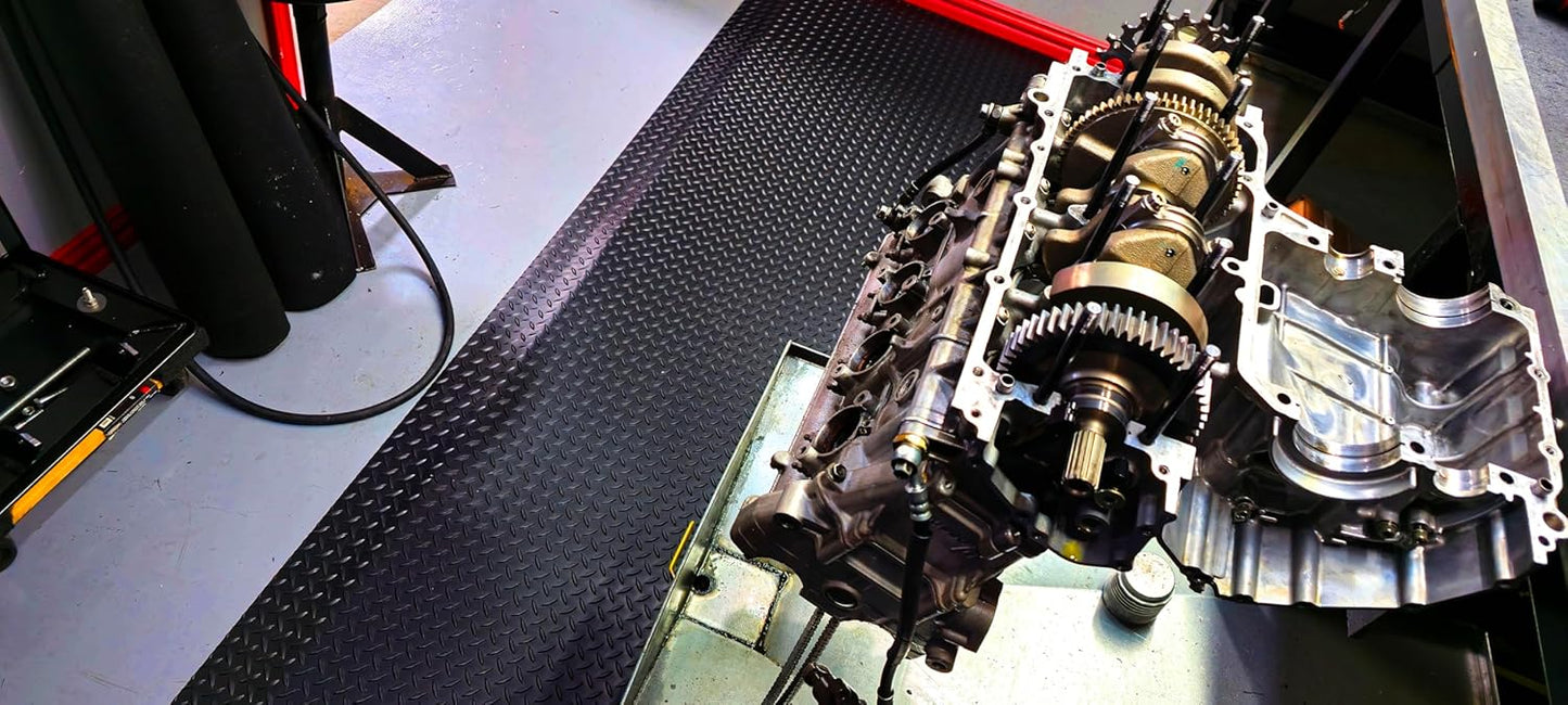 Rhino Mats, American Classic Diamond Anti-Fatigue Mats, Industrial Ergonomic Comfort Standing Mat for Work, Home, Garage, Office, Kitchen or Anywhere (Black 9/16" Thick, 3 FT. x 14 FT.)