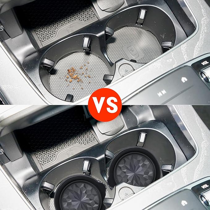 Amooca Car Cup Coaster Universal Automotive Waterproof Non-Slip Cup Holders Sift-Proof Spill Holder Car Interior Accessories 4 Pack Black Flower