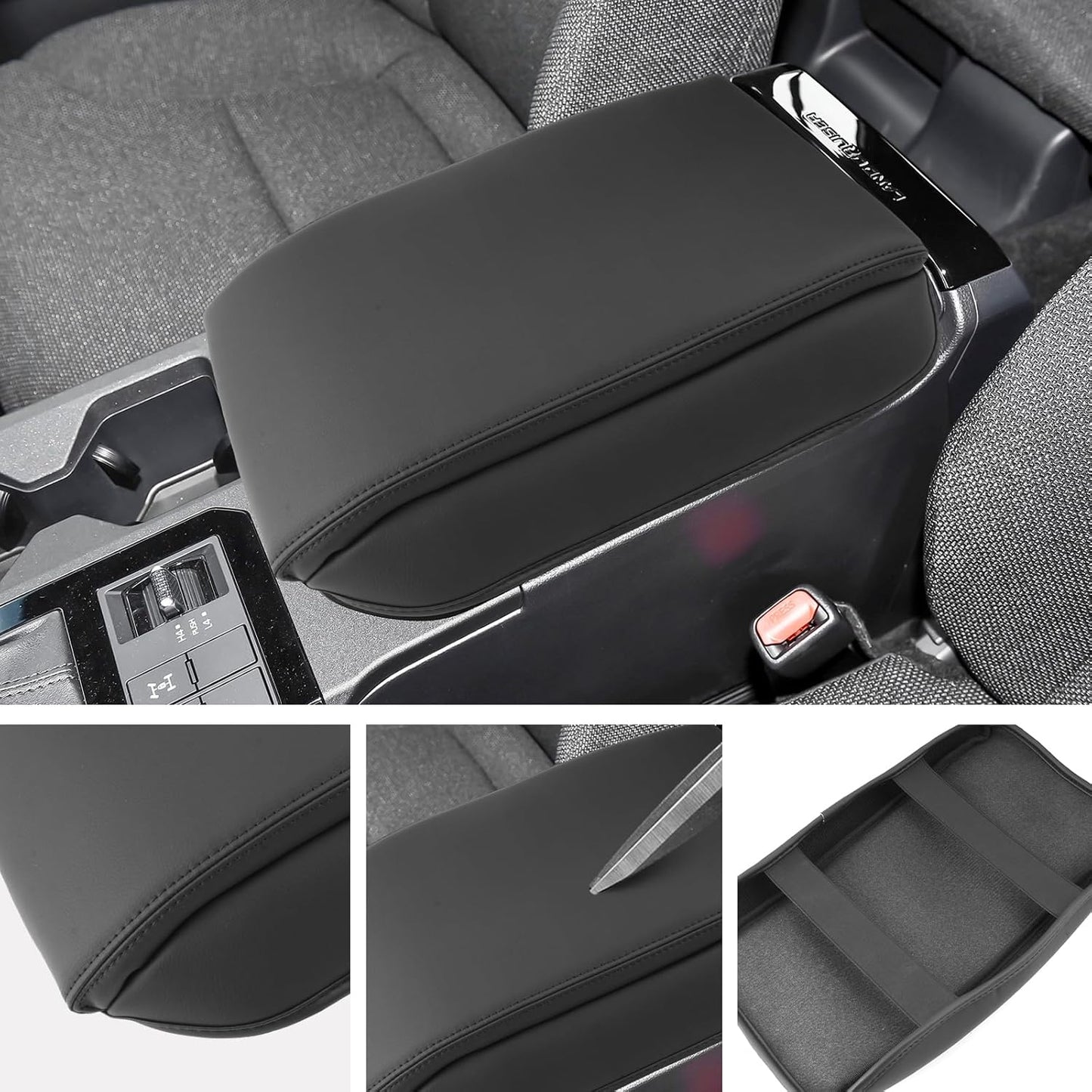 SXCY for 2024 2025 Land Cruiser Armrest Cover for Toyota Land Cruiser 2025 Center Console Cover 2024 2025 Land Cruiser Center Console Cover for 2025 Land Cruiser (Black Line (Pad))