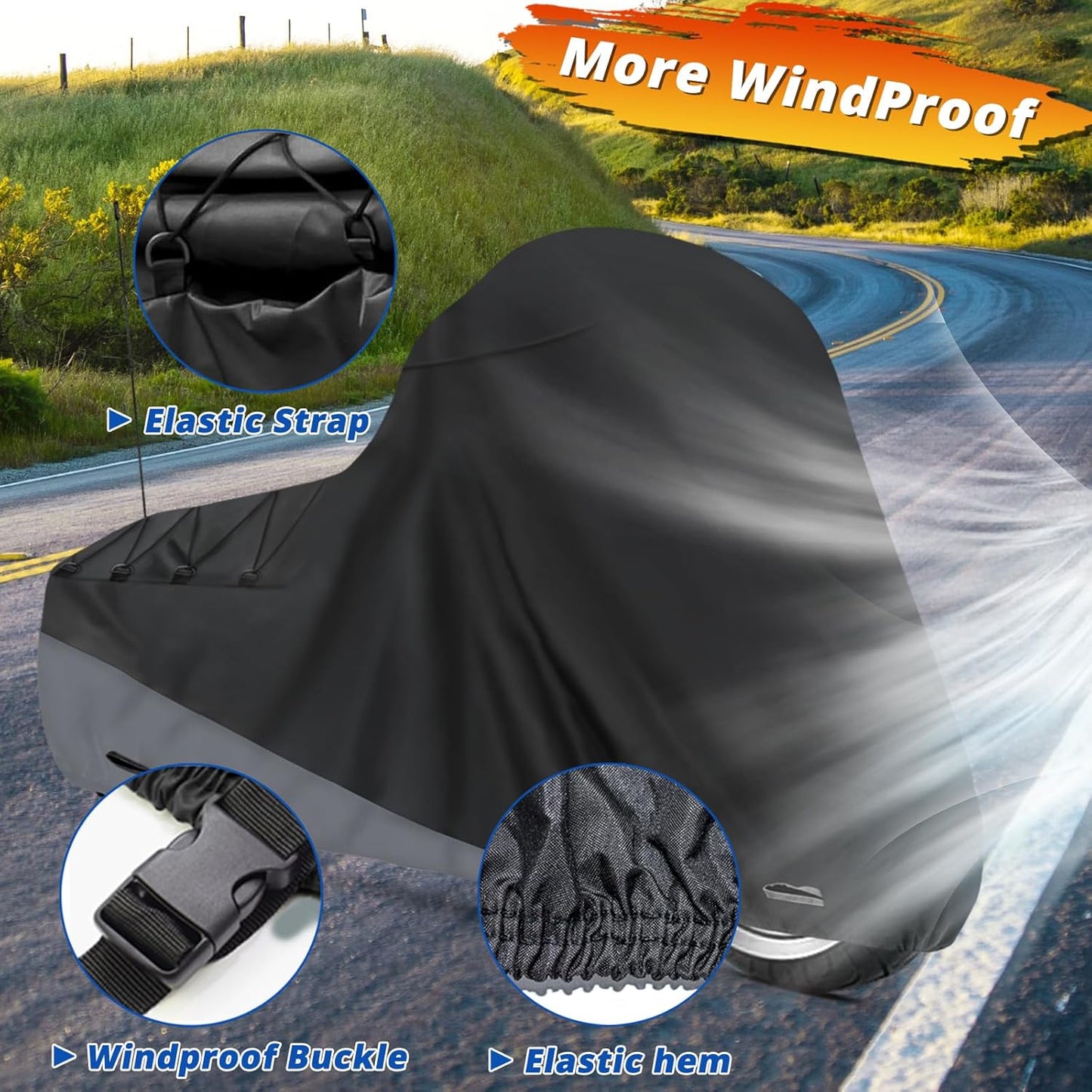 XYZCTEM Motorcycle Cover for Touring Models Harley Davidson Road King Road Glide Street Glide Electra Glide Low Rider-ST Indoor & Outdoor All Weather Protect from Dust Sunlight Rain, Black