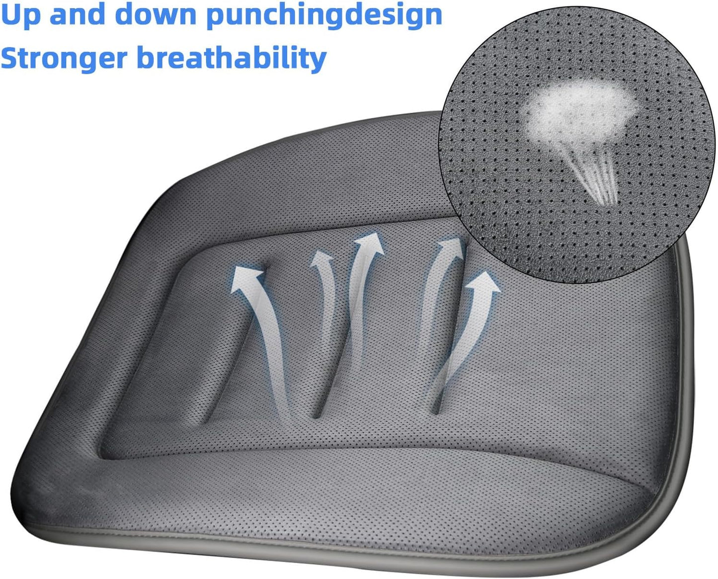 KAYI Car Seat Cushion, Memory Foam Car Seat Cushion, Anti Slip Rubber Bottom Car Seat Cushions for Driving, Suitable for Car and Office Chairs (2 Pack, Grey)