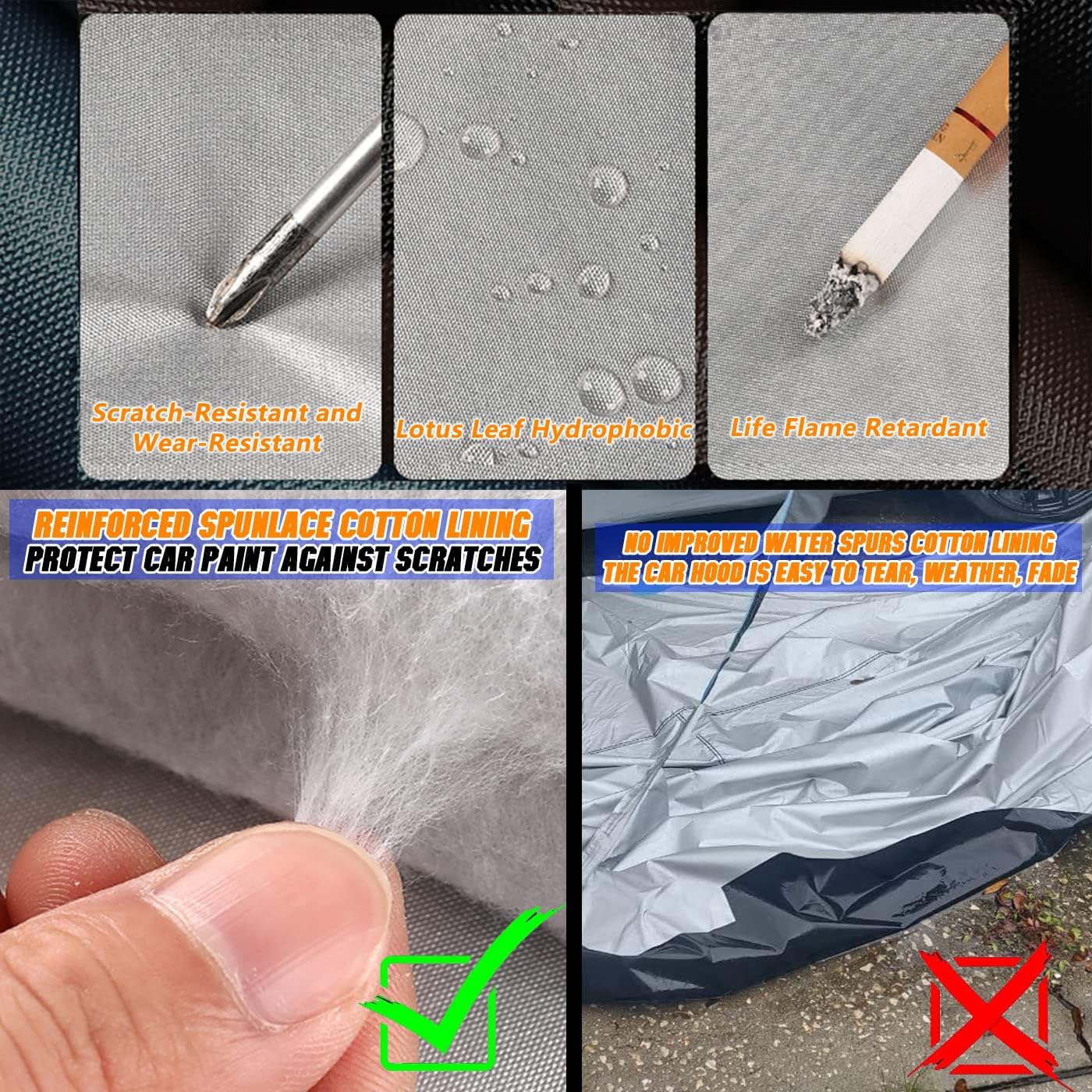 Breathable New Material, Waterproof Car Cover, Locks and Zipper Doors, Sunscreen Waterproof UV Prevention Snowproof Wind and Windproof,Suitable for Indoor Outdoor,for Sedan (178" to 189") C2