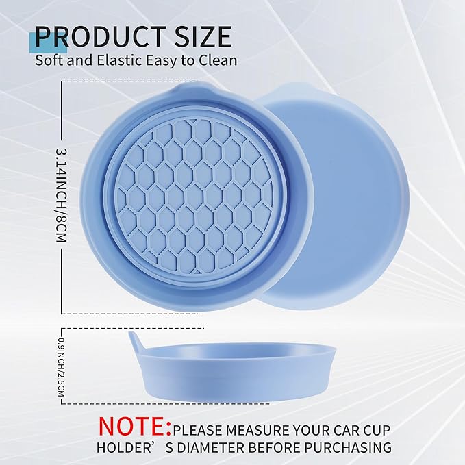Amooca Car Cup Coaster Universal Automotive Waterproof Non-Slip Cup Holders Sift-Proof Spill Holder Car Interior Accessories 2 Pack Gray Blue