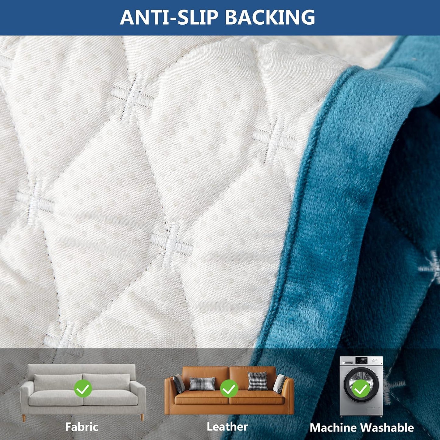 Eismodra Couch Cover,Sectional Couch Covers,Sofa Covers for 3 Cushion Couch,Anti-Slip Sofa Slipcovers for Dogs Cats Kids Loveseat Recliner L Shaped Armrest Backrest,Blue 43''x82''(Only 1 Piece)