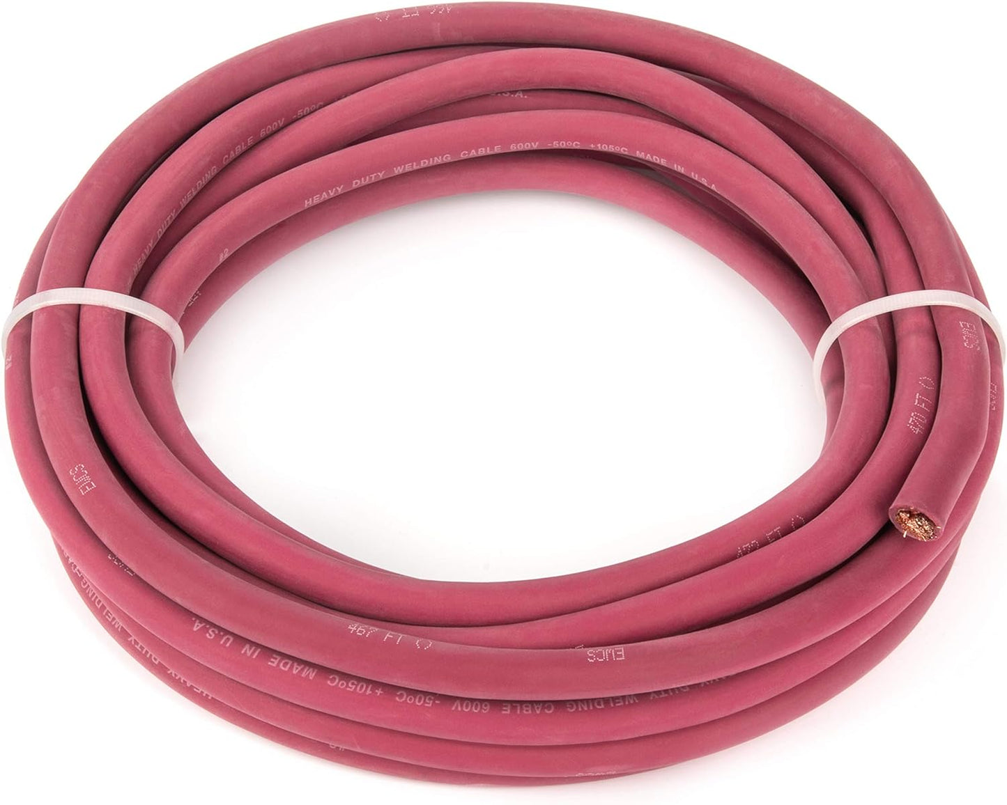 EWCS 2 Gauge Premium Extra Flexible Welding Cable 600 Volt - Red - 15 Feet - Made in The USA