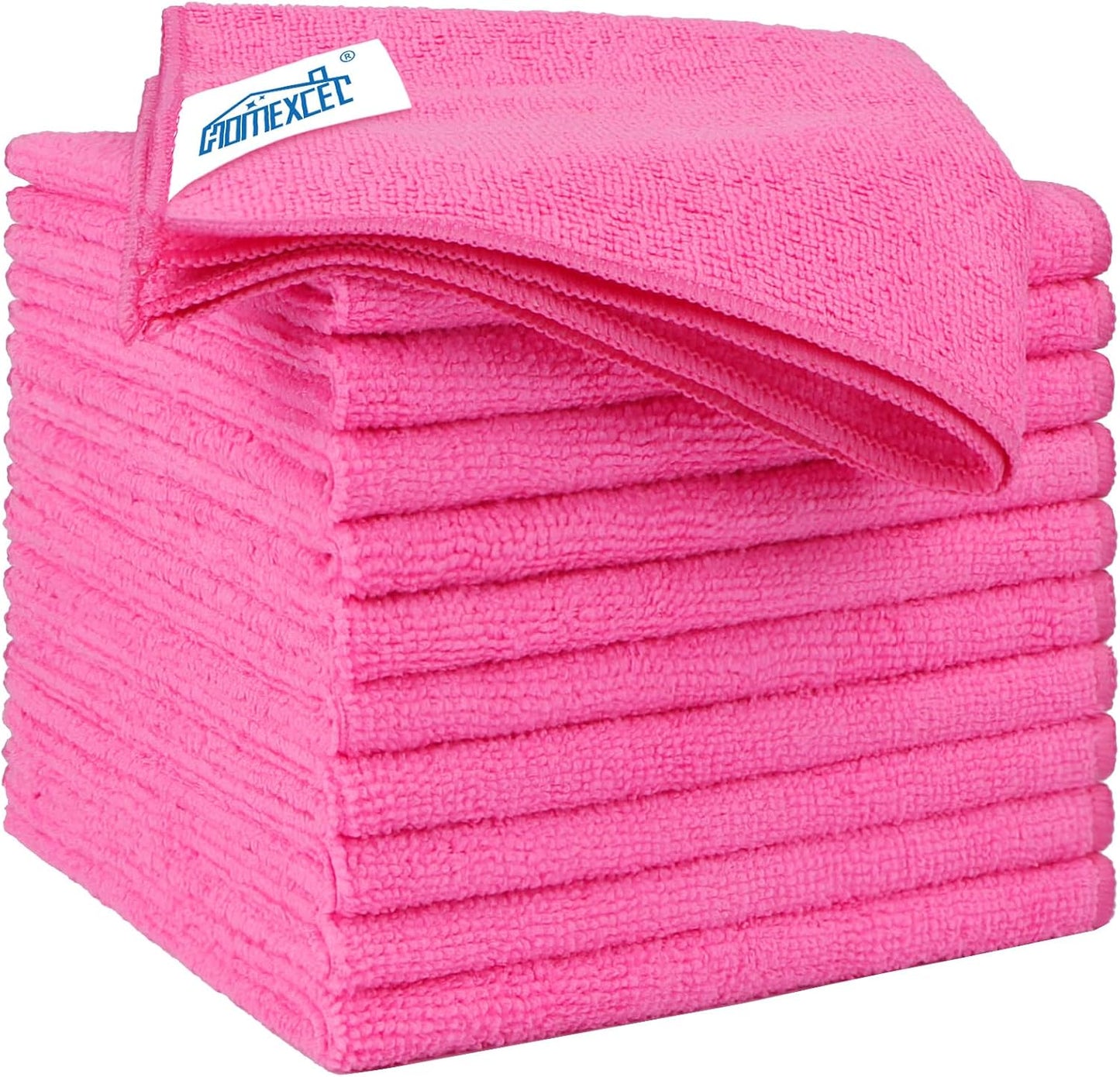 HOMEXCEL Pink Microfiber Cleaning Cloth 12 Pack, 12.5 x 12.5 inch Microfiber Towels for Cars, Ultra Absorbent Car Washing Cloth, Lint Free Streak Free Cleaning Rags for Car, Kitchen, and Window