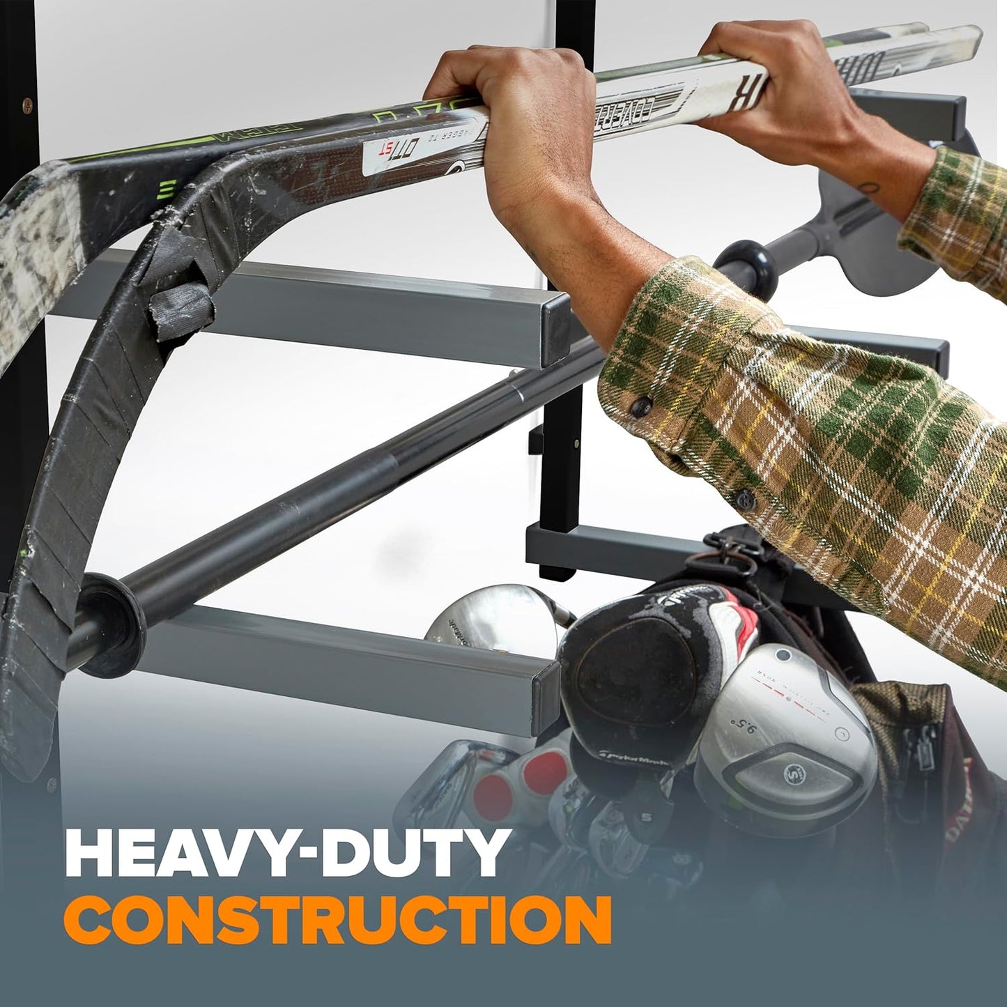 Bora 4-Level Lumber Storage Rack Wood and Garage Organization Space-Saving Metal Shelf for Pipes, Boards, Plywood, and Building Materials - PBR-004B Black Gray