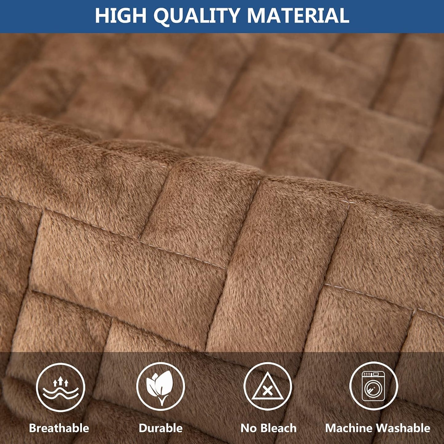 Eismodra Couch Cover,Sectional Couch Covers,Sofa Covers for 3 Cushion Couch,Anti-Slip Sofa Slipcovers for Dogs Cats Kids Loveseat Recliner L Shaped Armrest Backrest,Brown 43''x63''(Only 1 Piece)